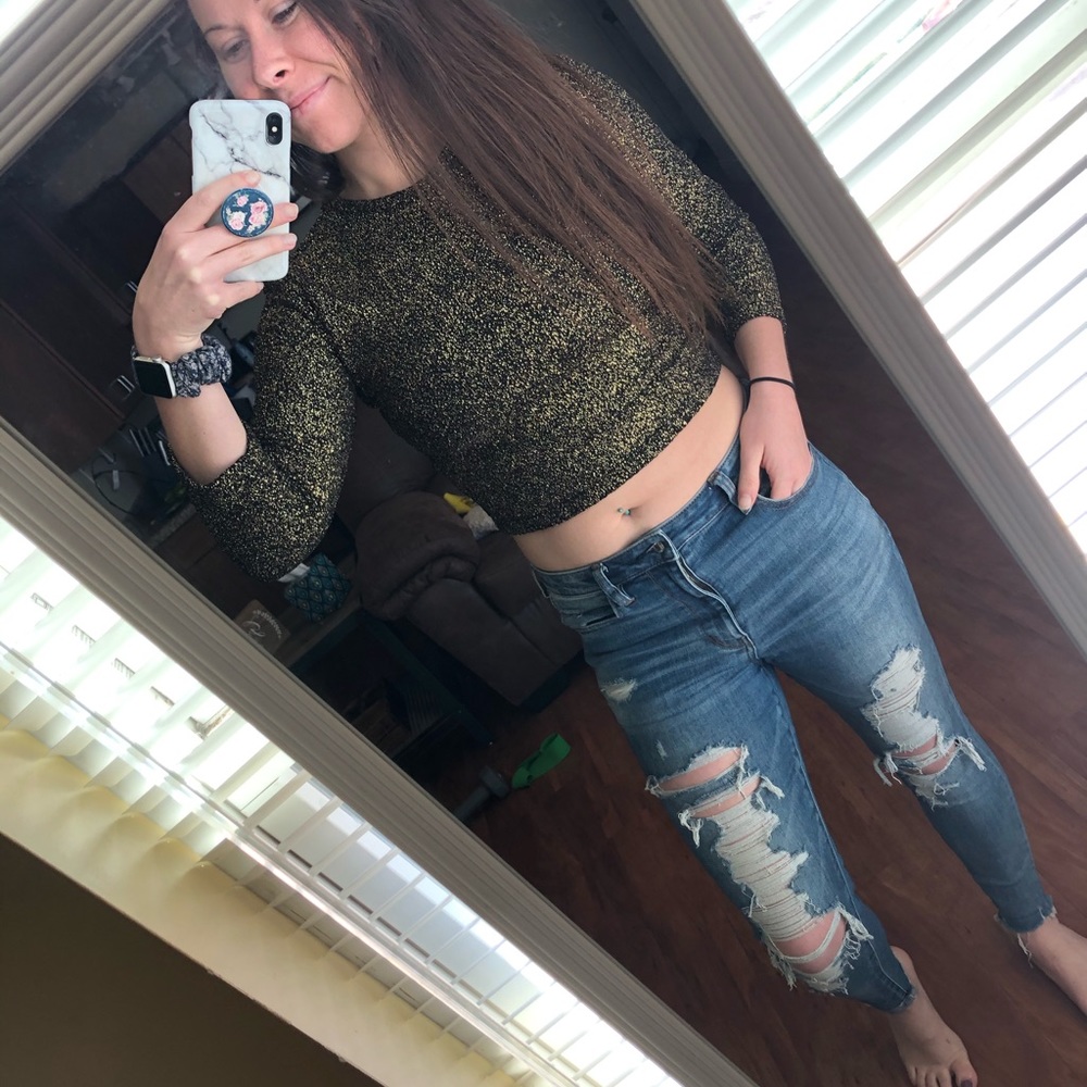 Gold sparkle crop top